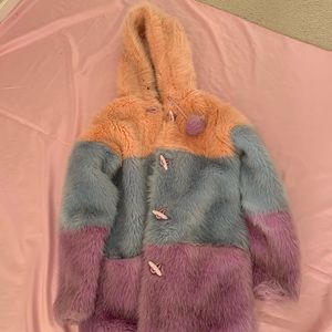 Lazy Oaf Limited Edition Faux Fur Coat with Hood.